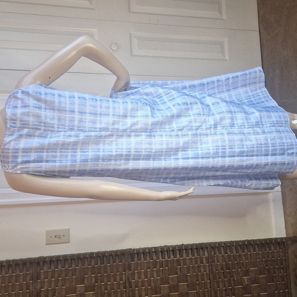 Blue Plaid Sleeveless Dress, Size Large - Picture 2 of 5